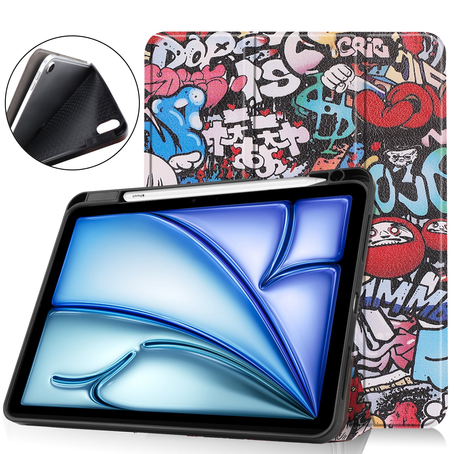 For iPad Air 11 (2024) Case Pattern Printing Protective Cover with Pen Slot and Tri-fold Stand For iPad Air 11 (2024) Case Pattern Printing Protective Cover with Pen Slot and Tri-fold Stand